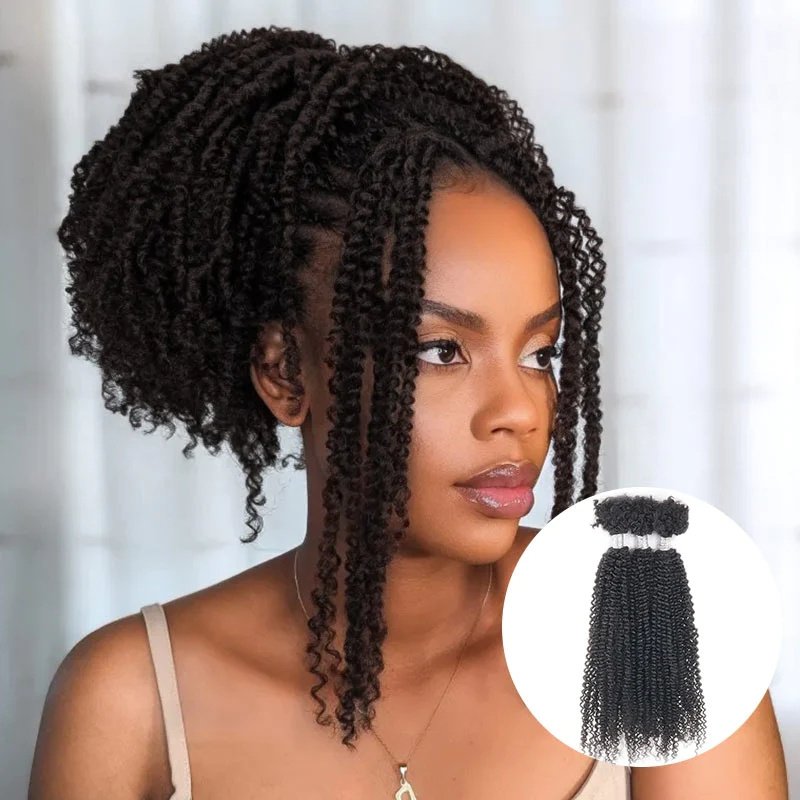 Wholesale Human Afro Kinky V Bulk Natural Curly Hair for Kinky Twist Crochet Braiding Hair