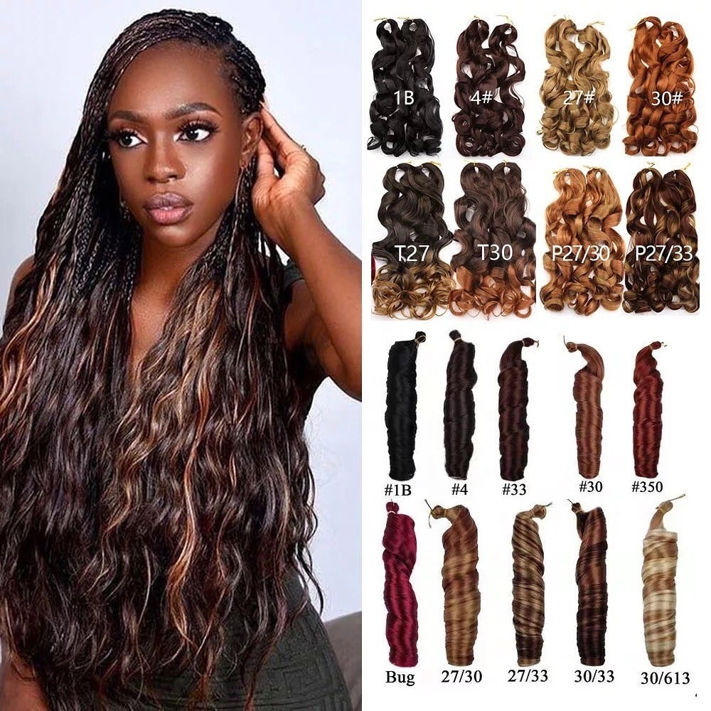 Premium synthetic fiber hair Loose Body Wave Pony Style Crochet Braid Synthetic Hair Extensions french curl Braiding Hair