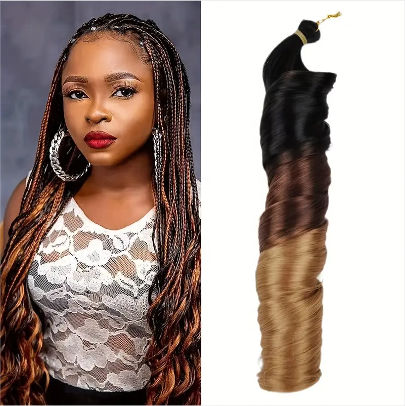 Premium synthetic fiber hair Loose Body Wave Pony Style Crochet Braid Synthetic Hair Extensions french curl Braiding Hair