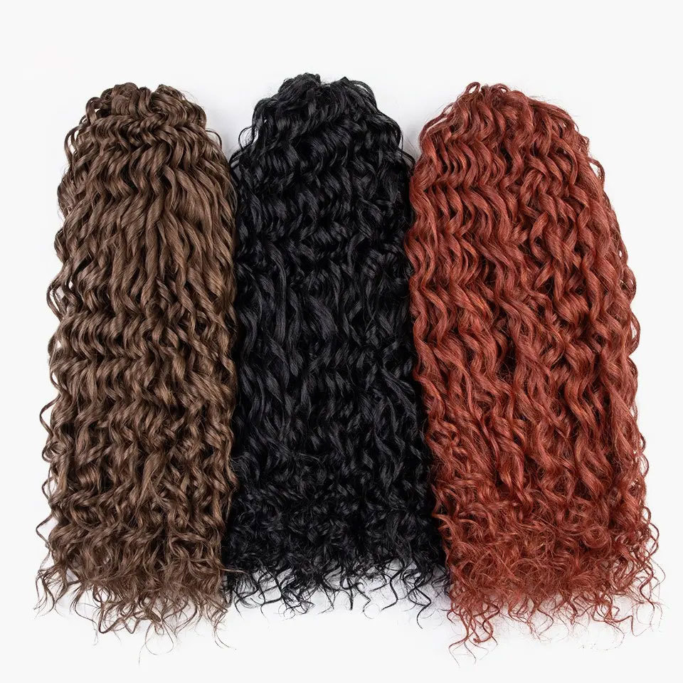 Russian Jessica Ariel Monica Deep Wavy Twist Crochet Hair Extension Synthetic Afro Curly Hair Crochet Braids High Temperature