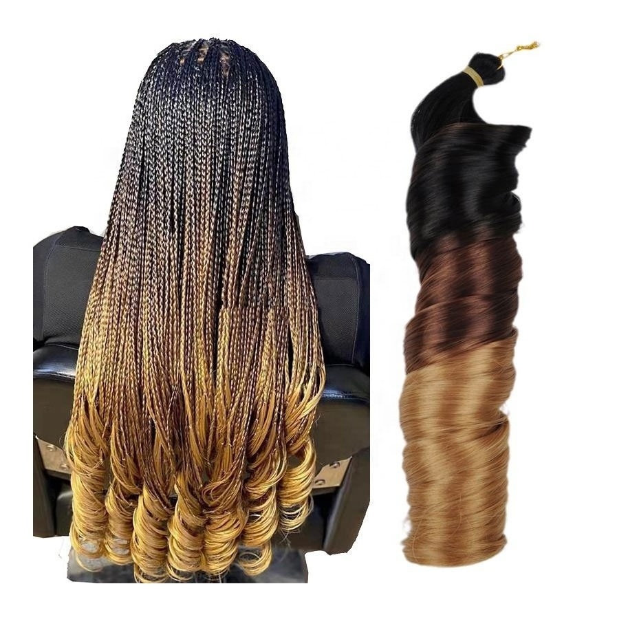 Premium synthetic fiber hair Loose Body Wave Pony Style Crochet Braid Synthetic Hair Extensions french curl Braiding Hair