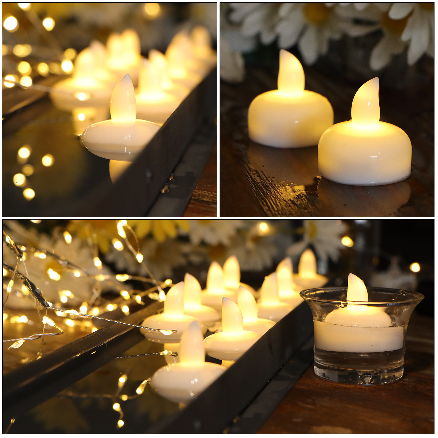 Flameless Flickering Wedding Party Lighting 12Pcs CR2032 Battery Operated LED Tea Light Candles