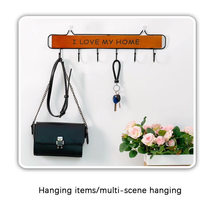 YJL Factory Modern 10 Hooks Wall Organisation Custom Creative Black KEYS Metal Hanging Coat Racks Storage Hooks Wall Hooks