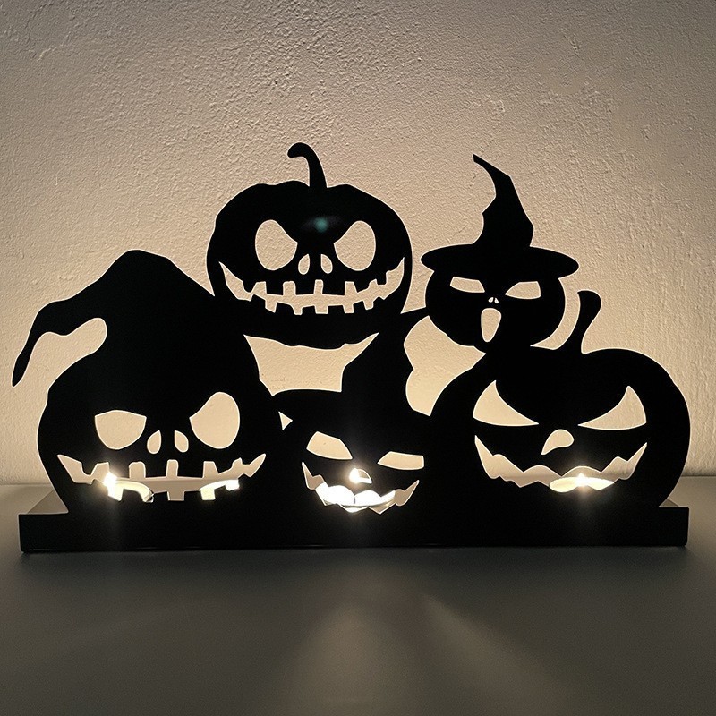 Halloween home decor Black Metal Pumpkin Luminary lantern Tealight Candle Holder