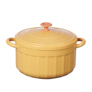 Instant Noodle Bowl with lid Double anti-scalding bowl with ears Enamel pot modeling PP/Stain steel inner