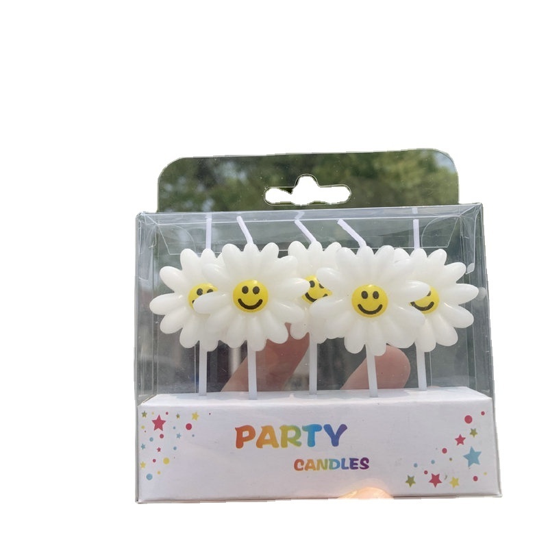 Pastel-Color Little Daisy Candle Birthday Candles Multiple styles Smiling Face Cartoon Candles