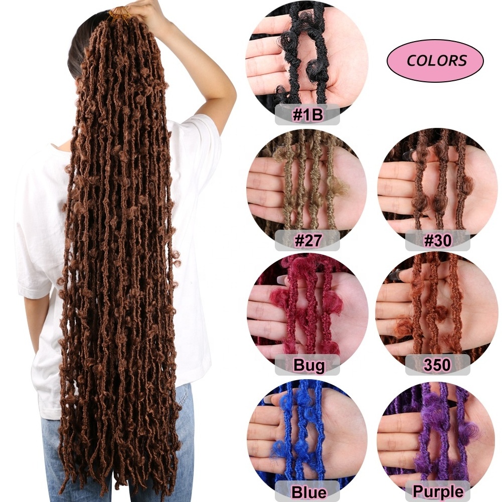 36 Inch Distressed Faux Locs Crochet Hair Pre looped Natural Butterfly Boho Locs Pre-twisted Braids