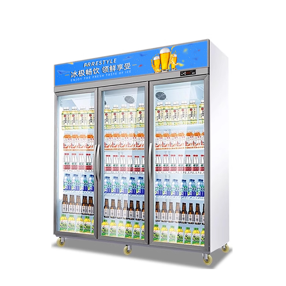 Supermarket  Upright Glass Door Air Cooling Display Cooler Beverage Beer Flower Commercial Showcase Fridge Refrigerator