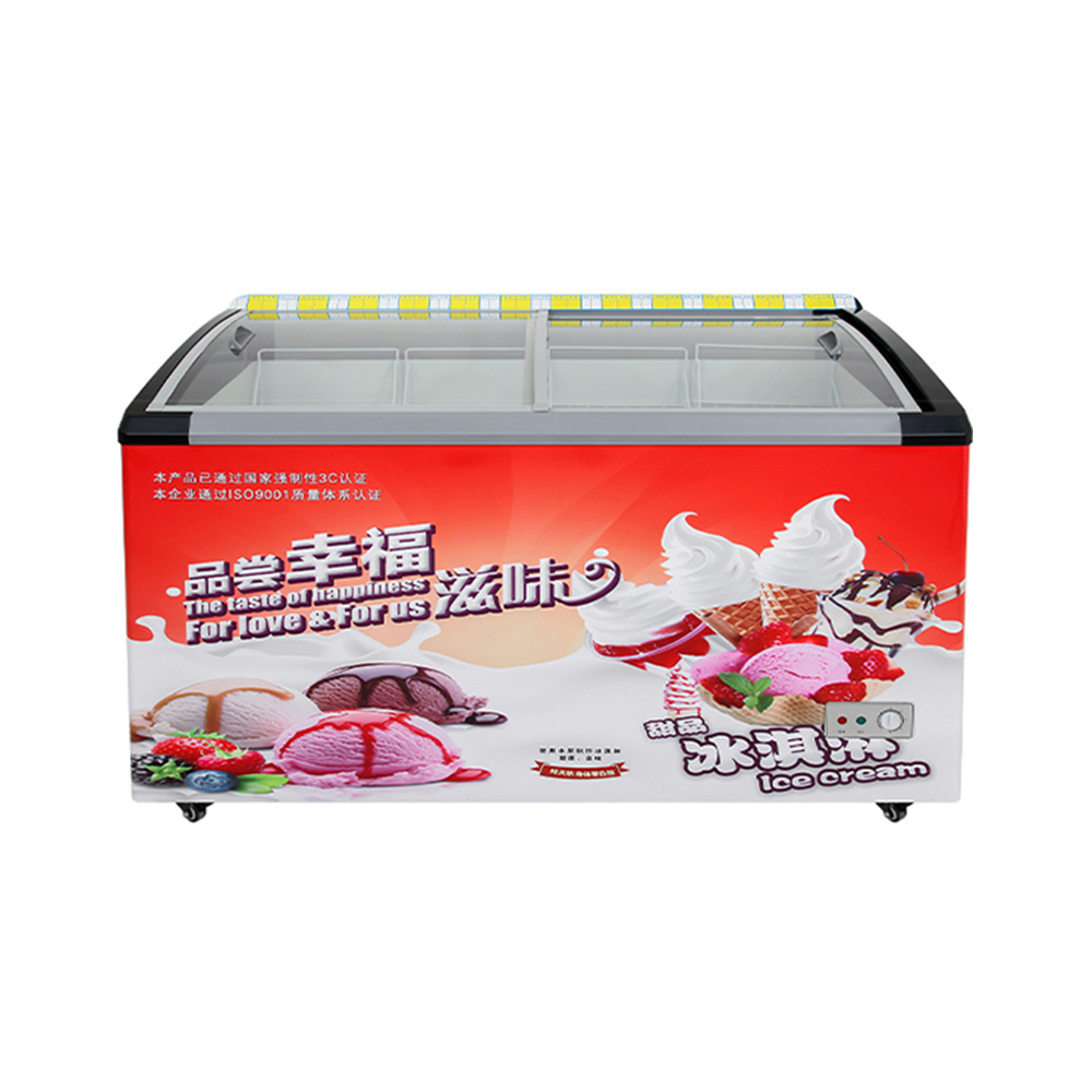 Rebirth Supermarket Island Chest top open sliding glass doors chest deep glass commercial Freezer refrigerator deep freezer