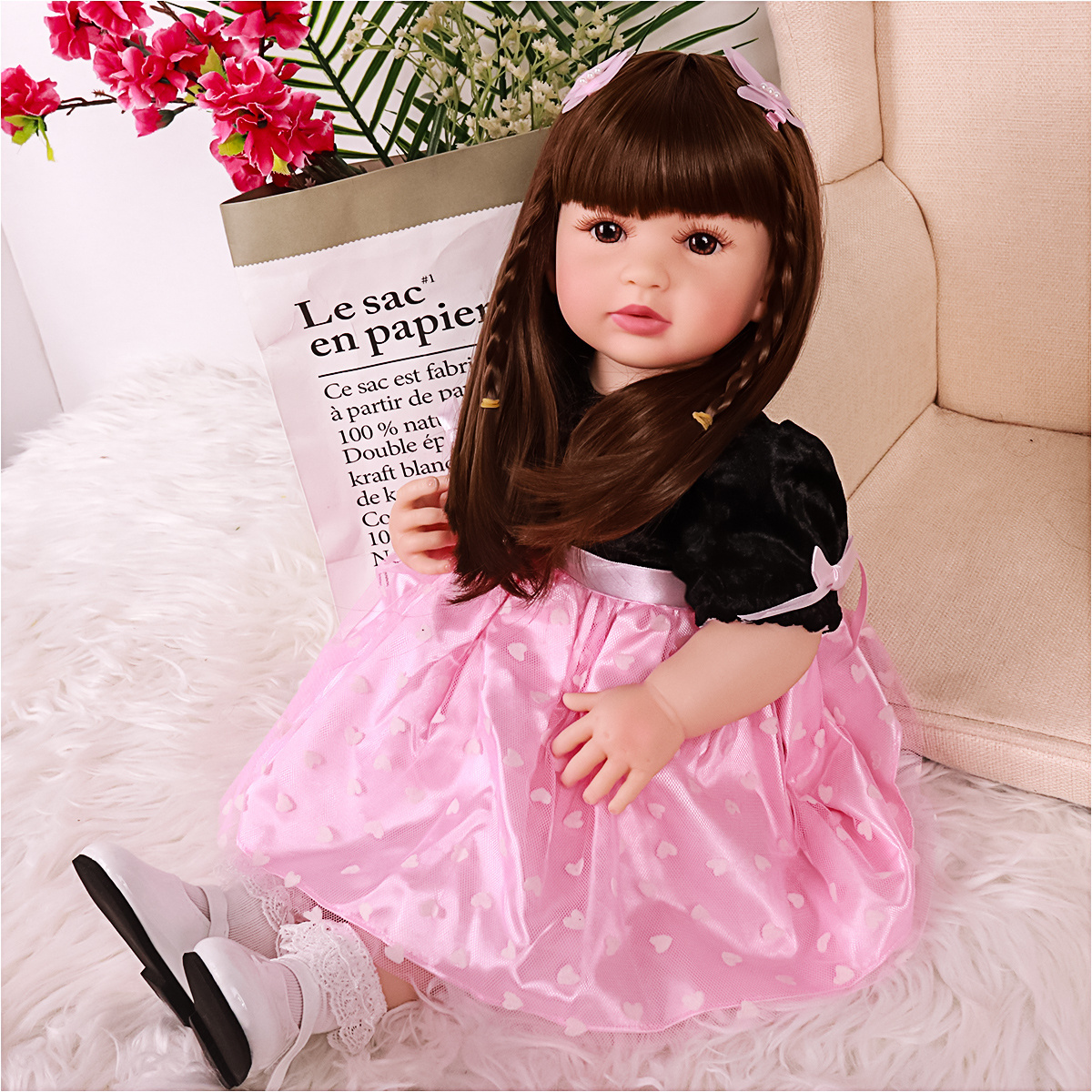 24inch Wholesale Newborn Cheap Soft Real Baby Girls Alive Vinyl Dolls Realistic Em Bebe Reborn Baby Dolls