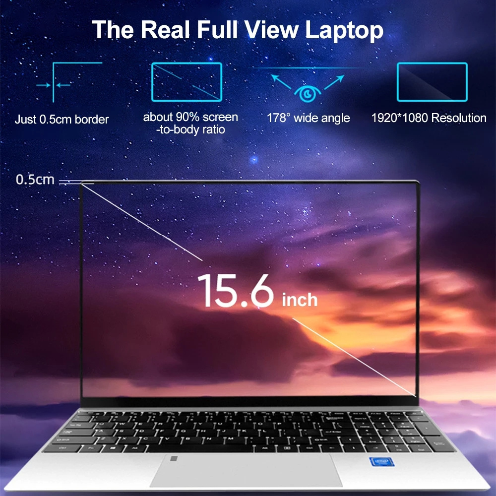 Wholesale Laptop 15.6 inch 8GB RAM 128GB/256GB/512GB/1TB Intel Celeron J4125 Laptop Portable Pc Notebook Computer