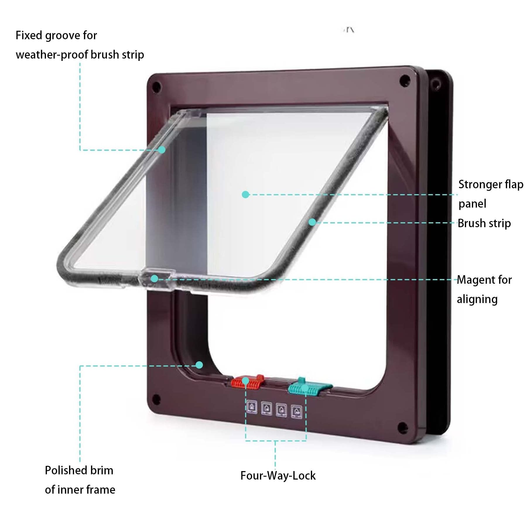 Pet Flap 4-way Locking Magnetic Home Dog Cat Door Tough Abs Pet Cat Door For Dog And Cat