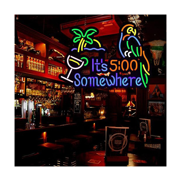 3D Bar Decorative Wholesale Neon Sign somewhere&parrot Led Neon Sign Lights For Business Shop