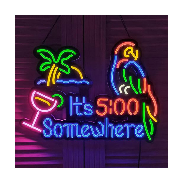 3D Bar Decorative Wholesale Neon Sign somewhere&parrot Led Neon Sign Lights For Business Shop