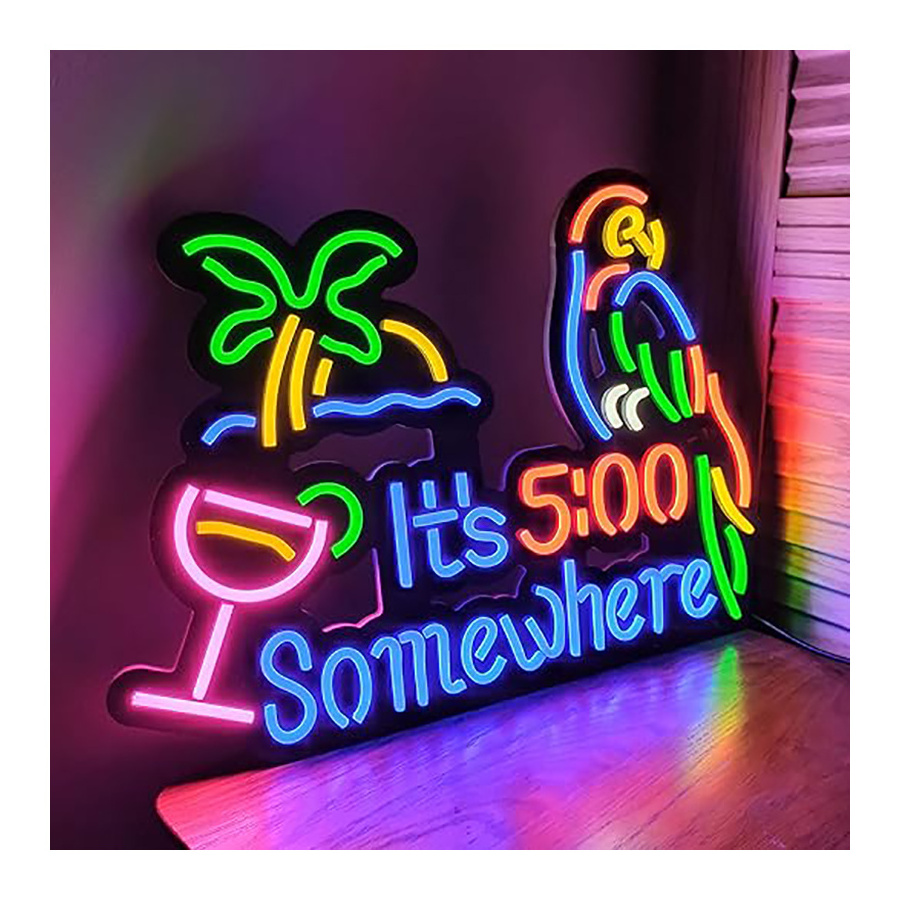 3D Bar Decorative Wholesale Neon Sign somewhere&parrot Led Neon Sign Lights For Business Shop