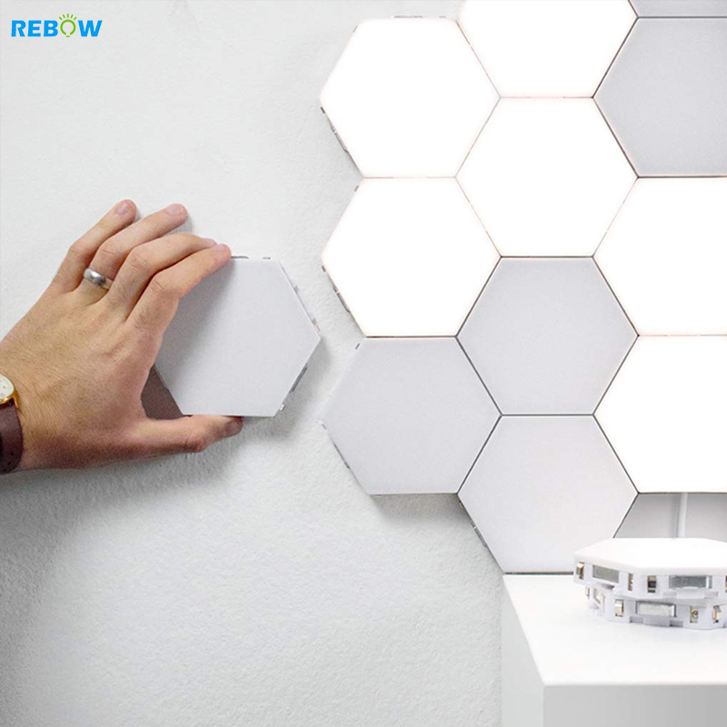 Bulk Blind Dropshipping 6 PCS Colour RGB Sensitive Hexagon Modular Touch Light Wall Led Honeycomb Touch Quantum Hexagon Light