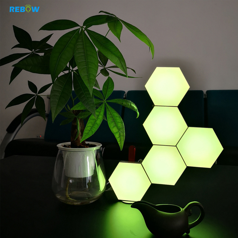 Drop shipping kids sensitive geometry modular touch wall lamp RGB led hexagon panels 3d night club light