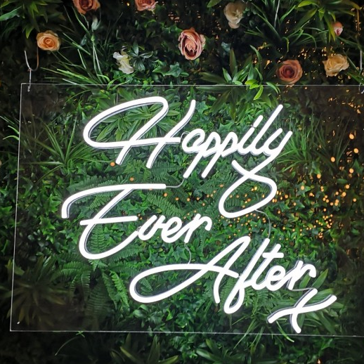 Drop shipping Electronic decoration happily ever after custom flex letters led neon light sign