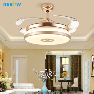 Drop shipping Modern Remote Control 3 color recessed saving gold ceiling light with fan