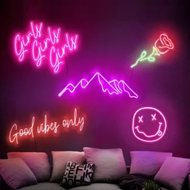 Drop Shipping No Moq Happy Birthday Custom Acrylic Neon Signs Led Neon Lights For Wedding Party Decor