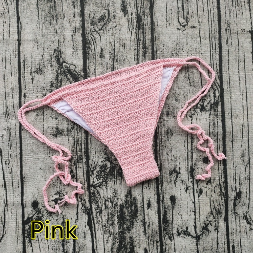 Women Handmade bikini micro thong string Crochet Beachwear Sexy swimwear mini bikini  Brazilian Swimsuit Bottom Underwear