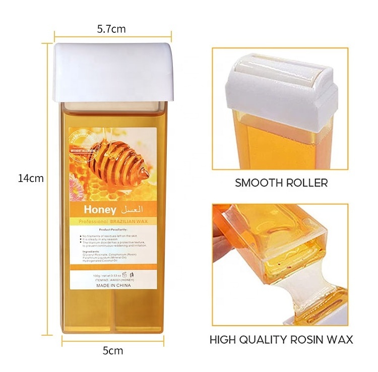 Private Label 100G High Quality Depilatory Wax Transparent Roll On Wax Cartridge