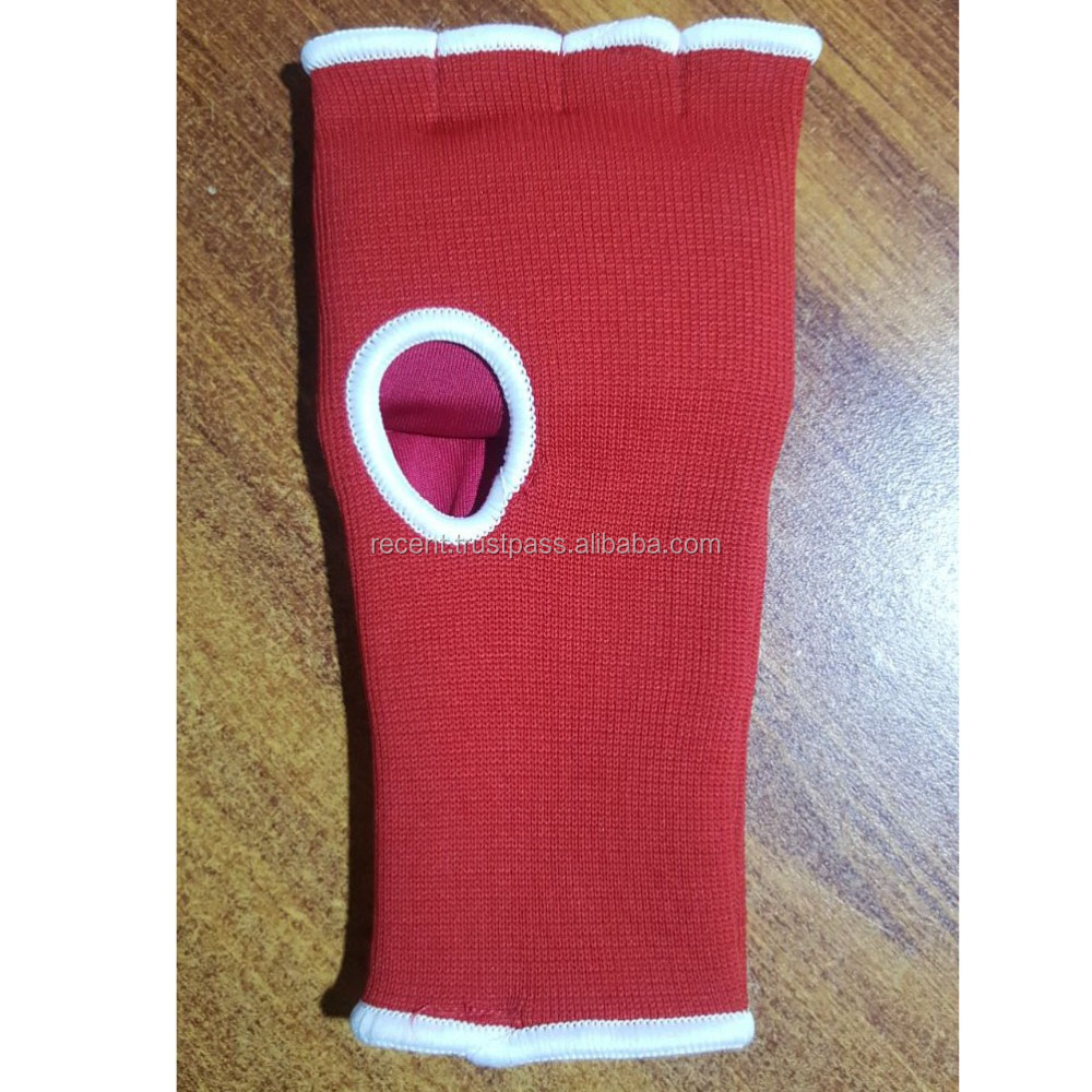 Foam or gel-lined finger less gloves Red with White Trims