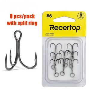 8pcs High Carbon Steel Super Sharp #4 Fishing Lure Treble Hooks