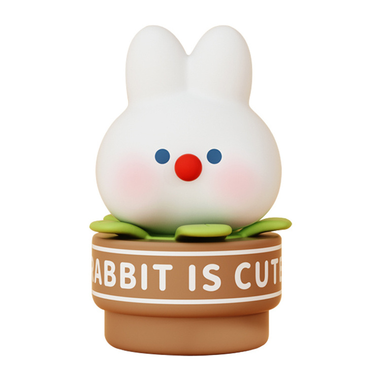 QZOO New Products LED Cute Cartoon Silicone Rabbit Night Light Modern USB Touch Control Bedside Lamp for Children Small Sizes