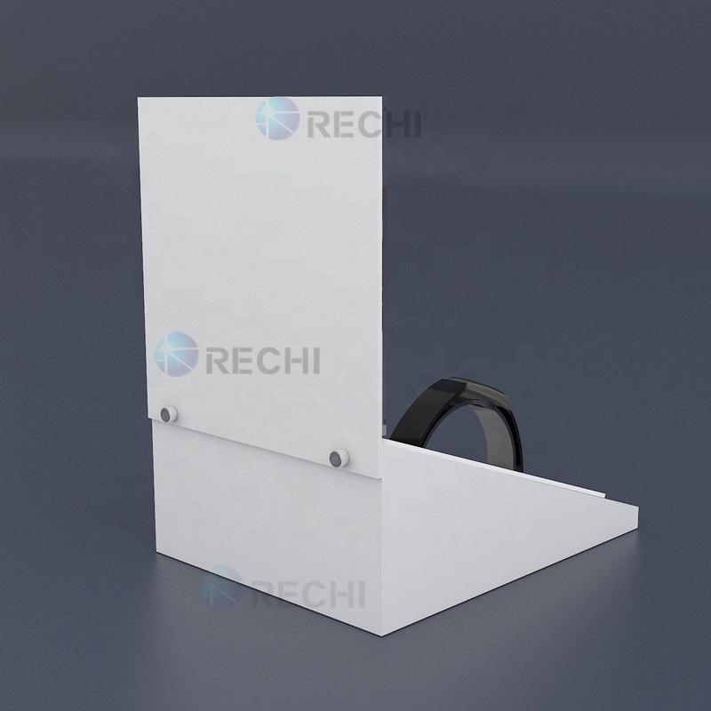 RECHI Custom Counter Acrylic Wrist Watch Retail POS Display Stand Rack For Smart Watch Exhibition Display Holder With Sign