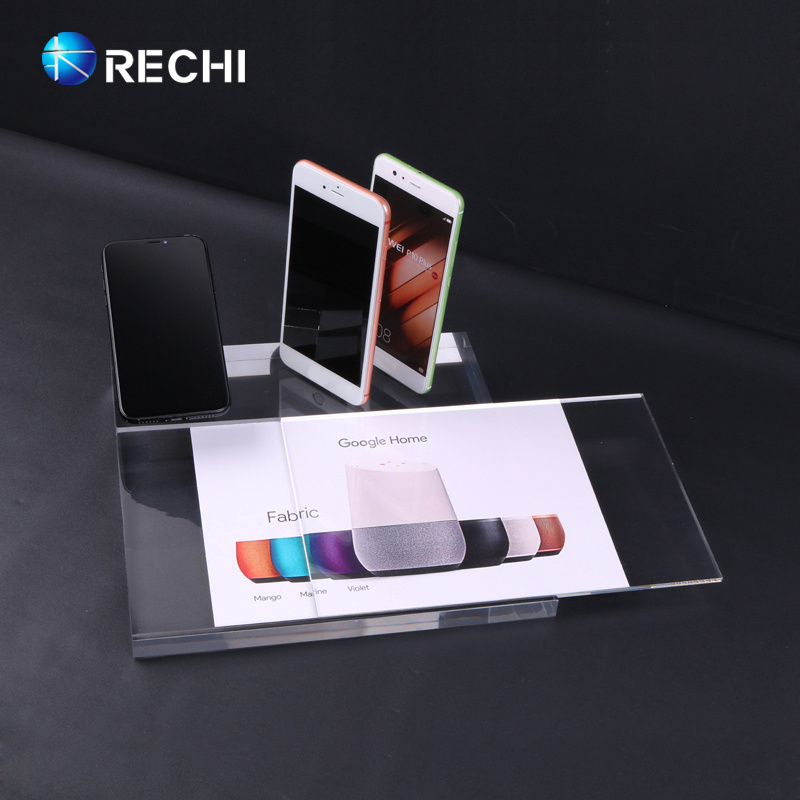 RECHI Retail Custom Acrylic Mobile Phone Display Stand With Sign Holder For Smartphone Retail POS Display Stand Arce S6