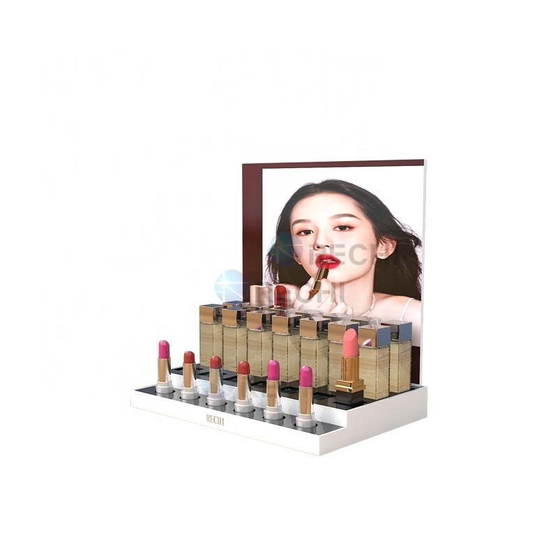 RECHI Custom cosmetic store sale counter top acrylic mac lipstick lip gloss display tray rack stand