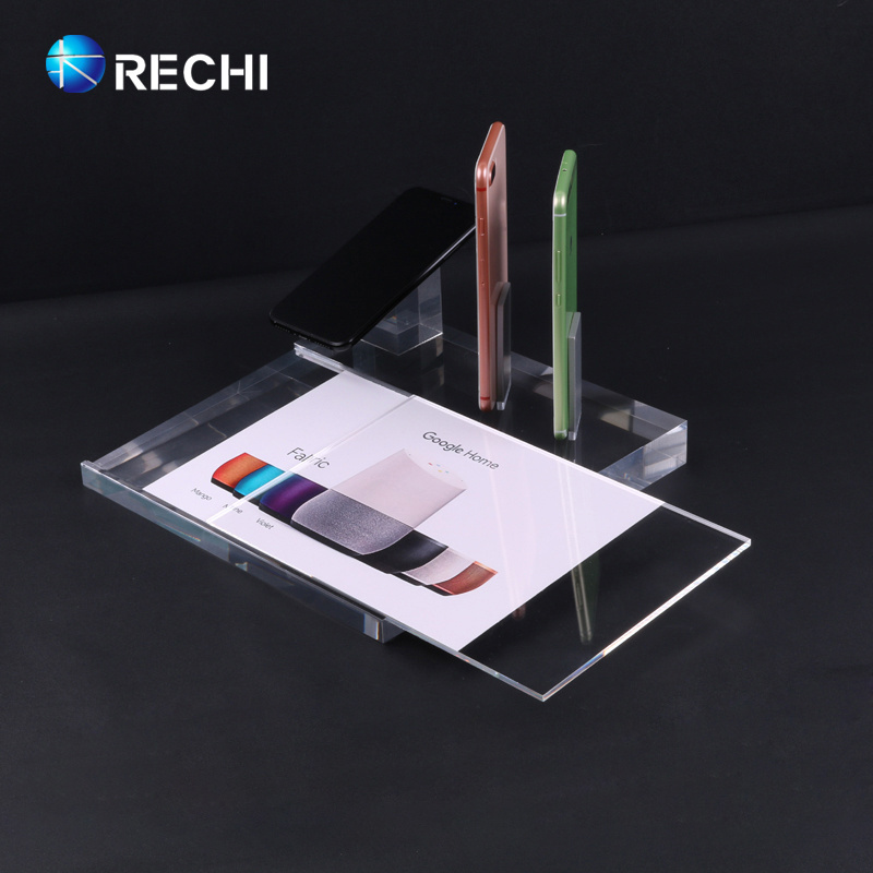 RECHI Retail Custom Acrylic Mobile Phone Display Stand With Sign Holder For Smartphone Retail POS Display Stand Arce S6