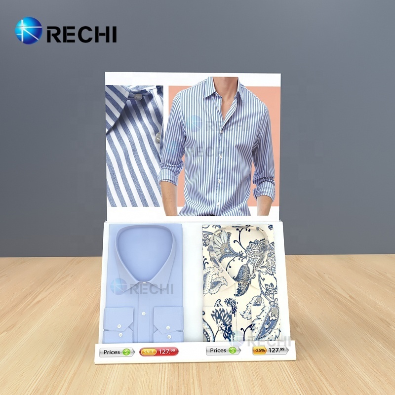 RECHI Custom Home Furnishing White Acrylic Clothes Storage Display Stand Rack For Men's Shirt Organizer Display Holder