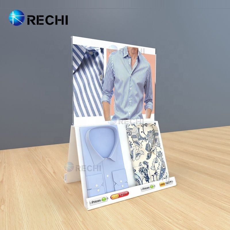 RECHI Custom Home Furnishing White Acrylic Clothes Storage Display Stand Rack For Men's Shirt Organizer Display Holder