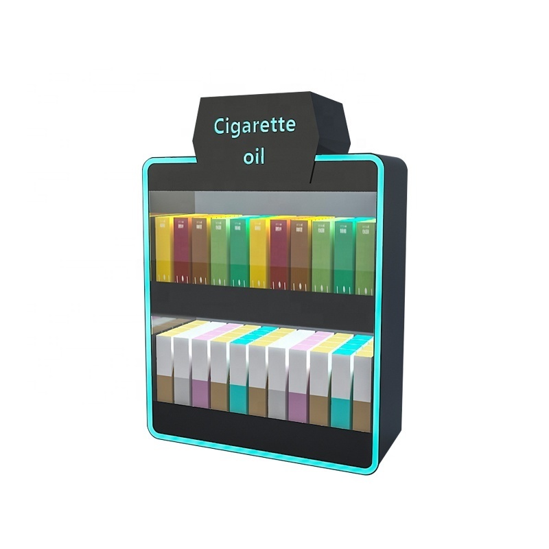 RECHI Smoke Store Fixture Cigarette Dispenser Tobacco Shelf Acrylic Cigarette Display Stand Cabinet With RGB LED Lights