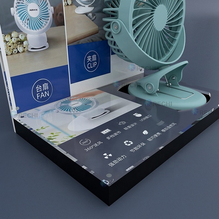 RECHI Custom Acrylic Hair Dryer Holder Styling Product Care Tool Stand hair drier display Portable mini fan display stand