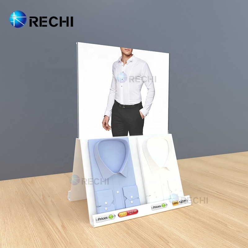 RECHI Custom Home Furnishing White Acrylic Clothes Storage Display Stand Rack For Men's Shirt Organizer Display Holder