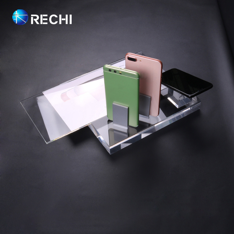 RECHI Retail Custom Acrylic Mobile Phone Display Stand With Sign Holder For Smartphone Retail POS Display Stand Arce S6