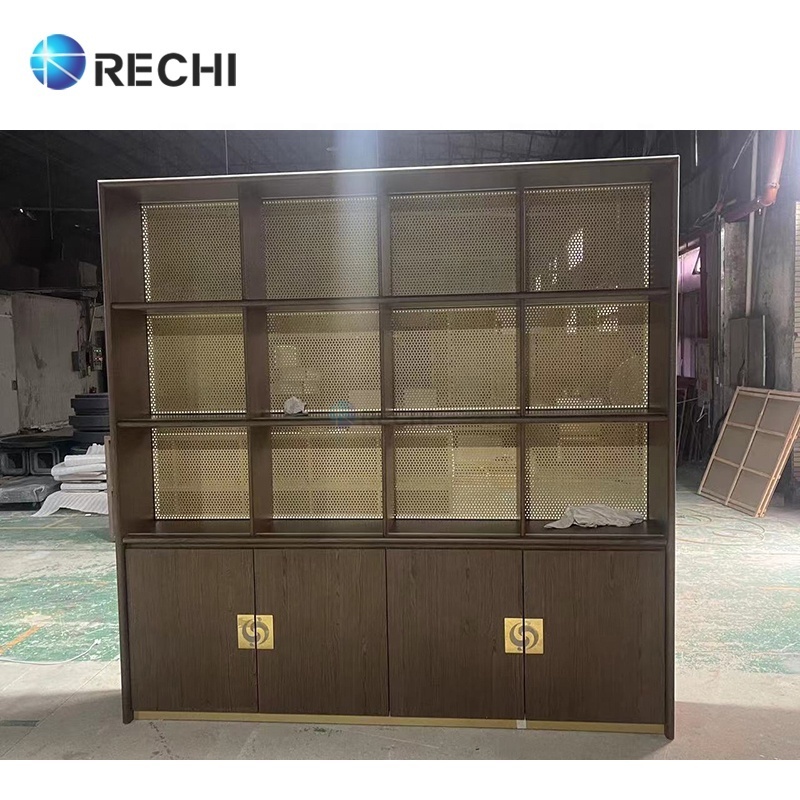 RECHI Illuminated Wooden Liquor Storage Display Display Showcase Soft Drink Organizer Cabinet For Luxury Wine Store Design