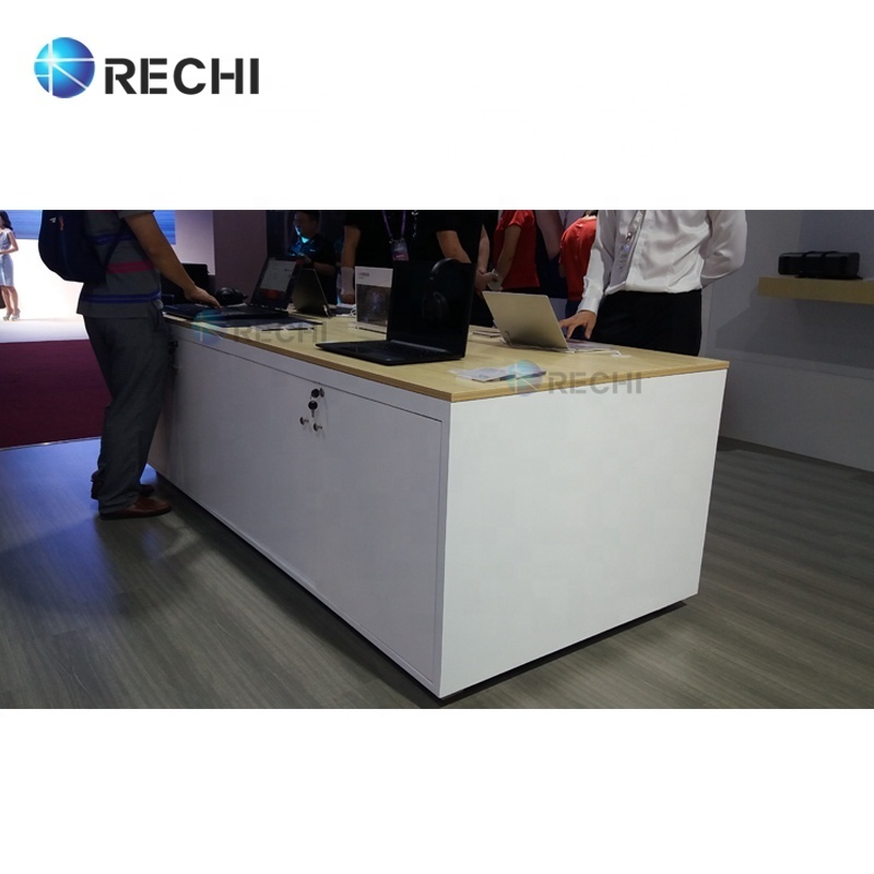 RECHI Custom Mobile Phone Display Counter Table Design for Cellphone Experience Display In Retail Consumer Electronic Store