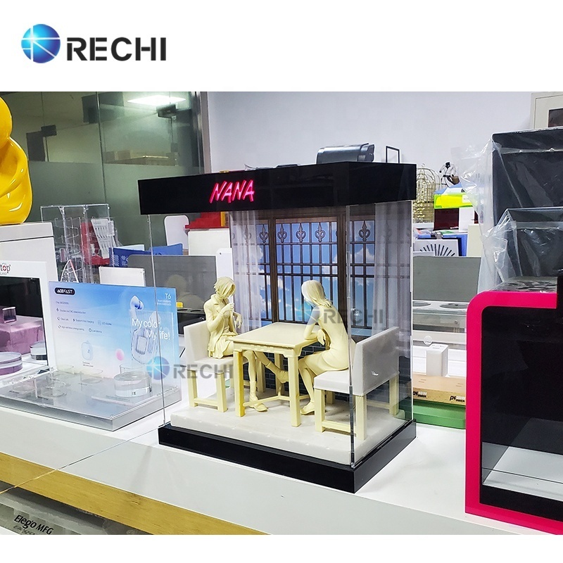 RECHI Illuminated Acrylic Garage Kit Storage Display Box Acrylic Lego Toy Collections Display Showcase Lucite POP Mart Blind Box