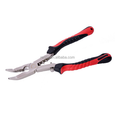 Factory Forged Stainless Steel Bent Nose Split Ring Fishing Pliers Carbon Steel for Lake and River Blister Packing Included