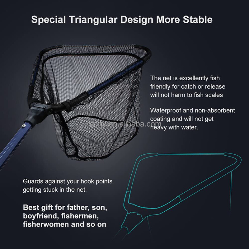 Fisherman Net  Foldable Fishing landing  Net with Telescopic  Handle and  Durable Nylon Braid Safe