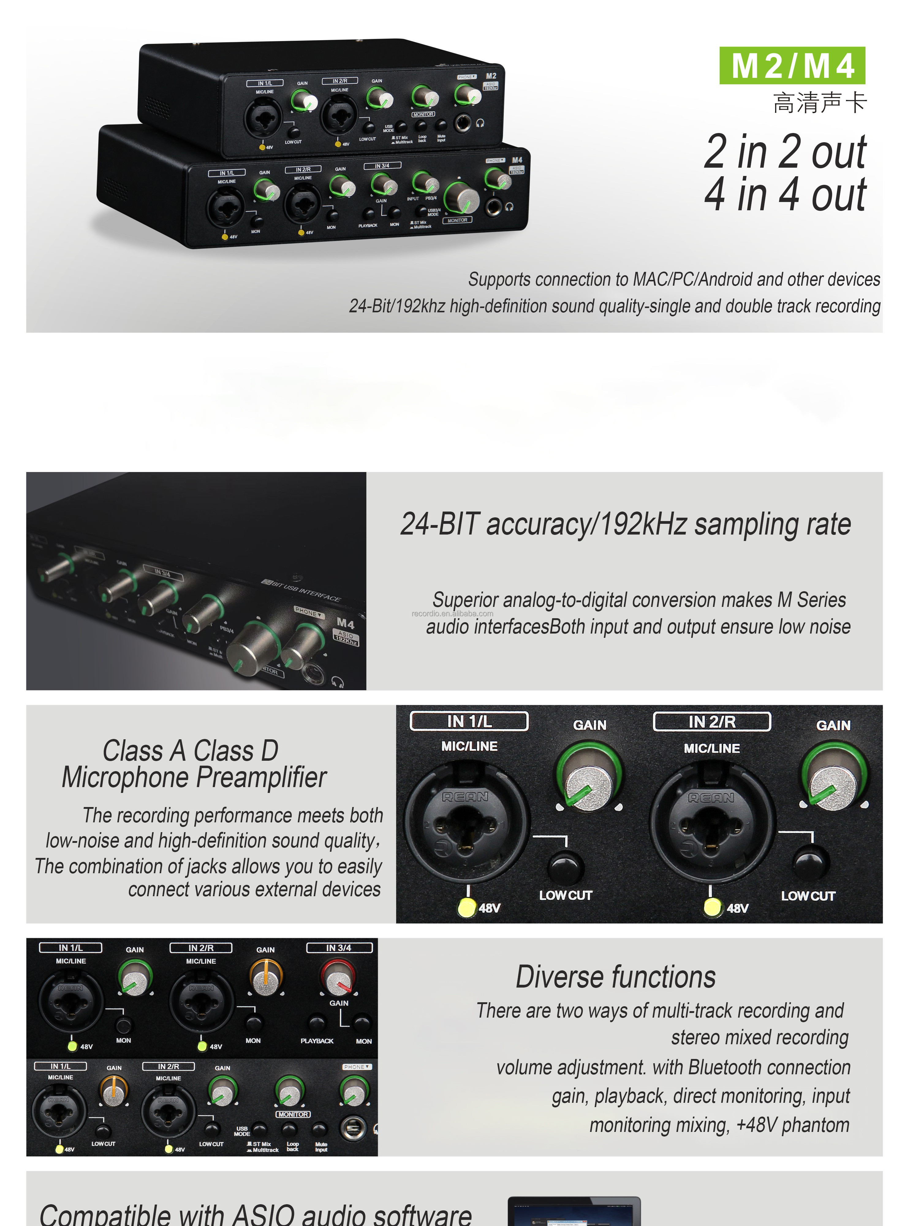 GAX-M2 Profession USB sound card audio interface 24-bit/192kHz Soundcard recording studio