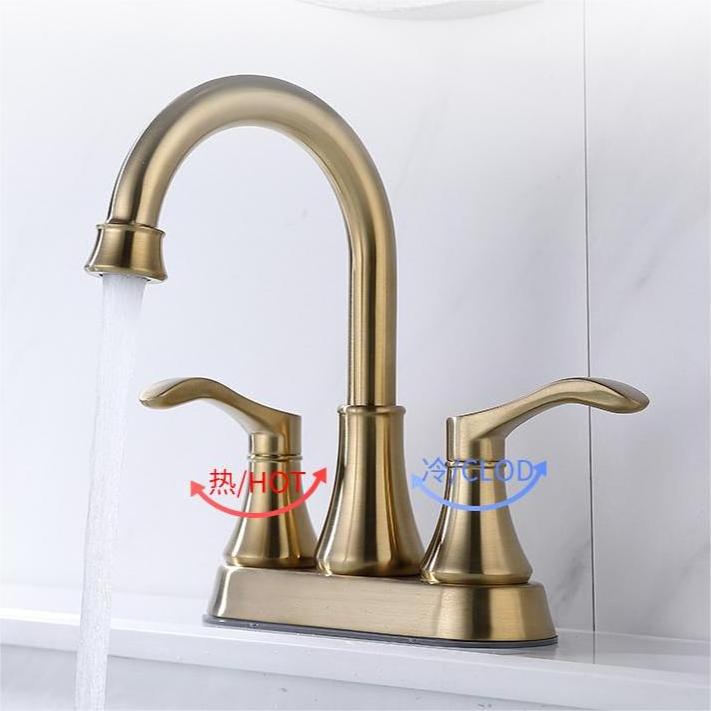 2 Handle 4 Inch Bathroom Faucet Modern Camper Centerset Vanity Faucet Stainless Steel RV Lavatory Bathroom Sink Faucet