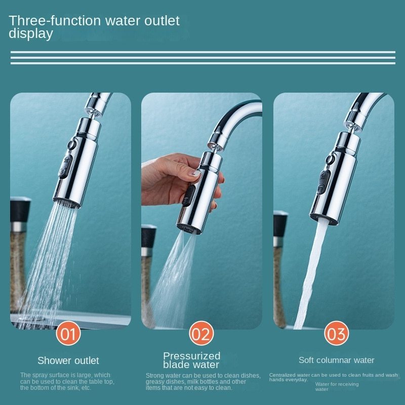 1080 Rotating Bathroom Kitchen Sprayer Water Faucet Lengthened Universal Kitchen Faucet Extender