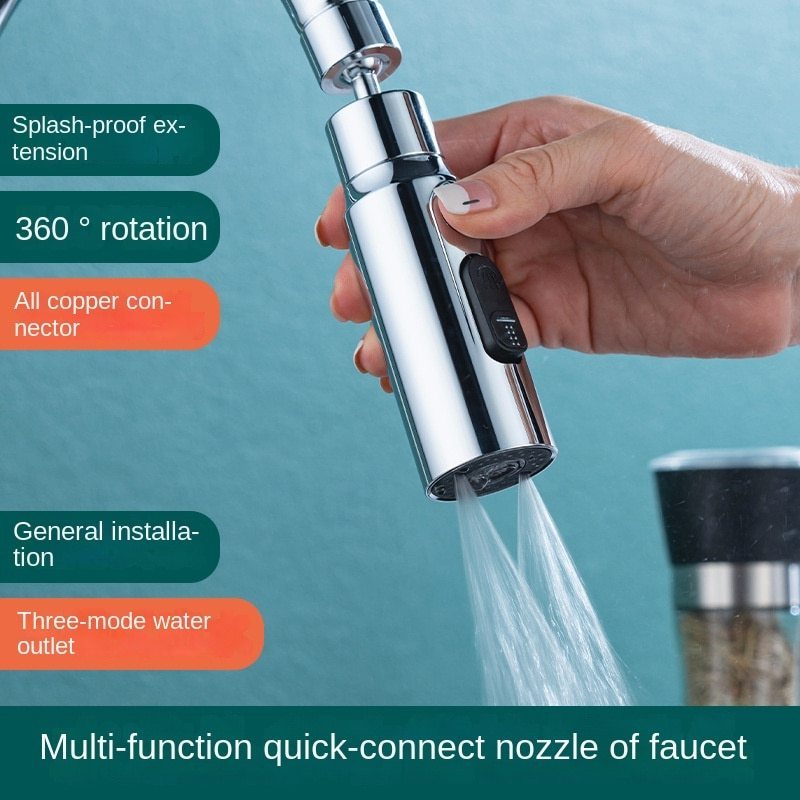 1080 Rotating Bathroom Kitchen Sprayer Water Faucet Lengthened Universal Kitchen Faucet Extender