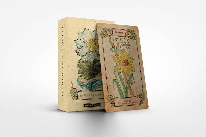 custom high quality 78 Cards Deck Antique Floral Illustration Botanical Occult Tarot Cards with Guide Book