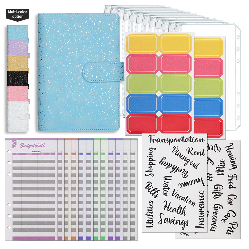 6 Ring Loose-leaf Budget Binder Planner Cash Budget Binder A6 With Zipper Envelopes